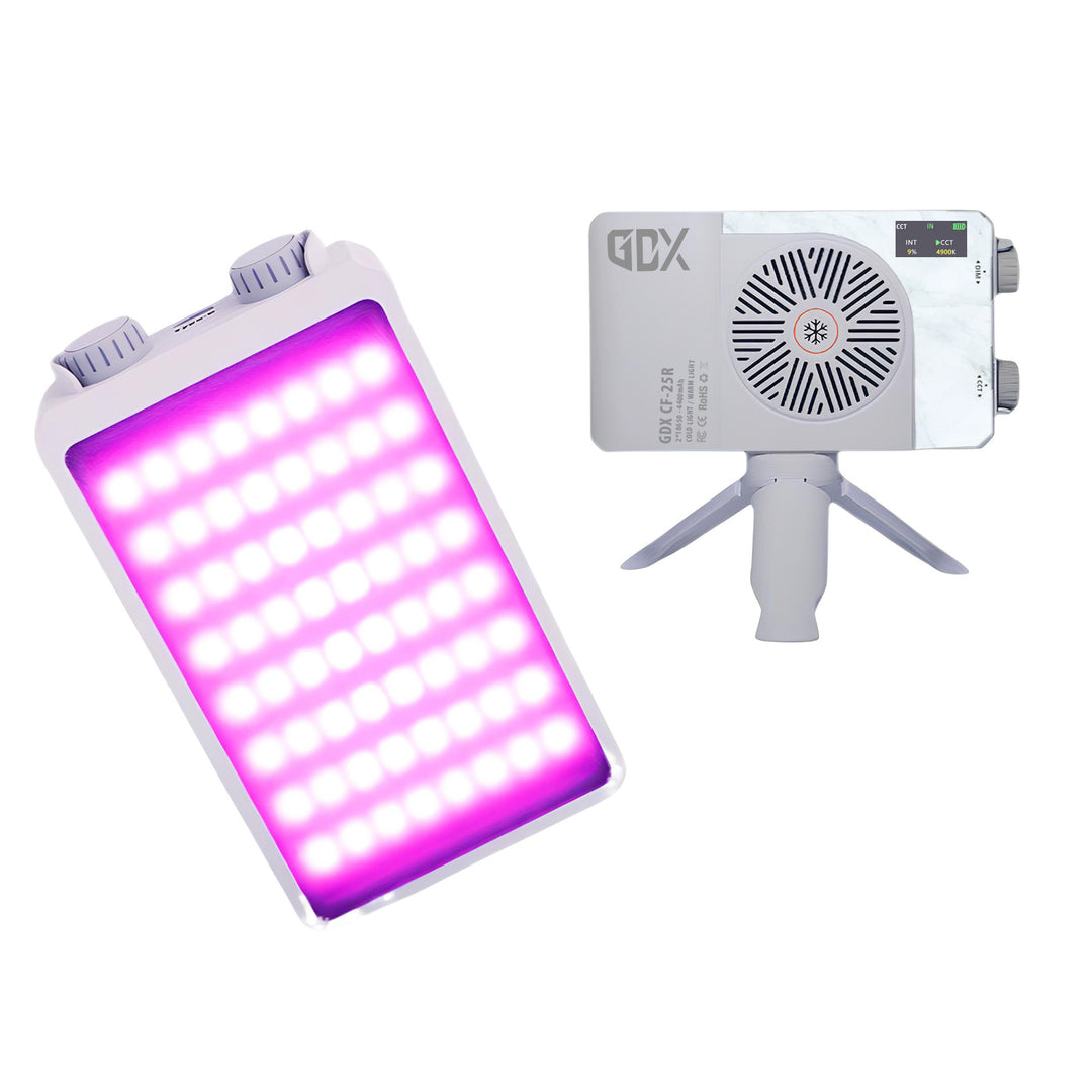 GDX CF-25 RGB 25W Mini LED Video Işığı Full Renk Spektrumu 3200-6500K Dahili Bataryalı Vlog Dolgu Işığı