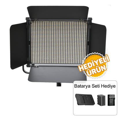 GDX CF-LED 1024W 60W CRI 95+ BiColor LED Video Işığı Batarya ve Şarj Cihazı Hediyeli