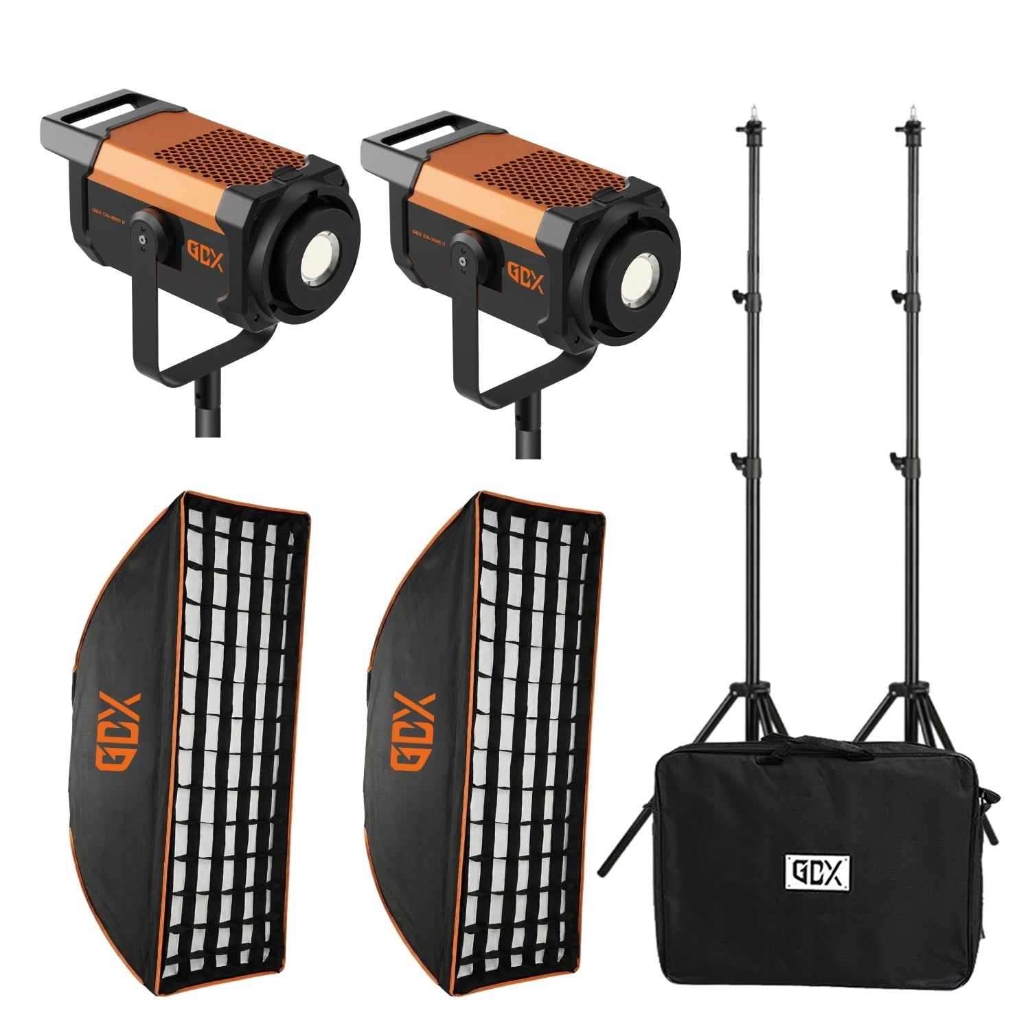 GDX CN-300C II 600W Bi-Color COB LED İkili Fotoğraf ve Video Işık Seti Softbox Ayaklı Çantalı Sürekli Işık Tam Set