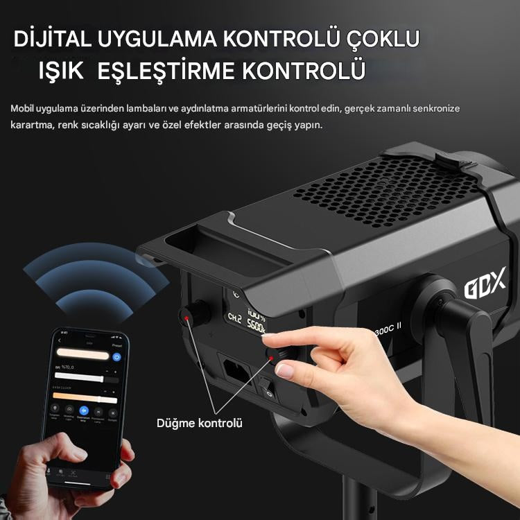 GDX CN-300C II 300W Bi-Color COB LED Fotoğraf ve Video Işığı 2700K-6500K Profesyonel Bowens Mount Sürekli Işık