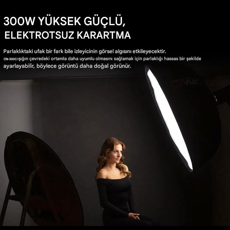 GDX CN-300C II 300W Bi-Color COB LED Fotoğraff ve Video Işık Seti 2700K-6500K One Tick Softbox 260cm Ayaklı Tekli Tam Set