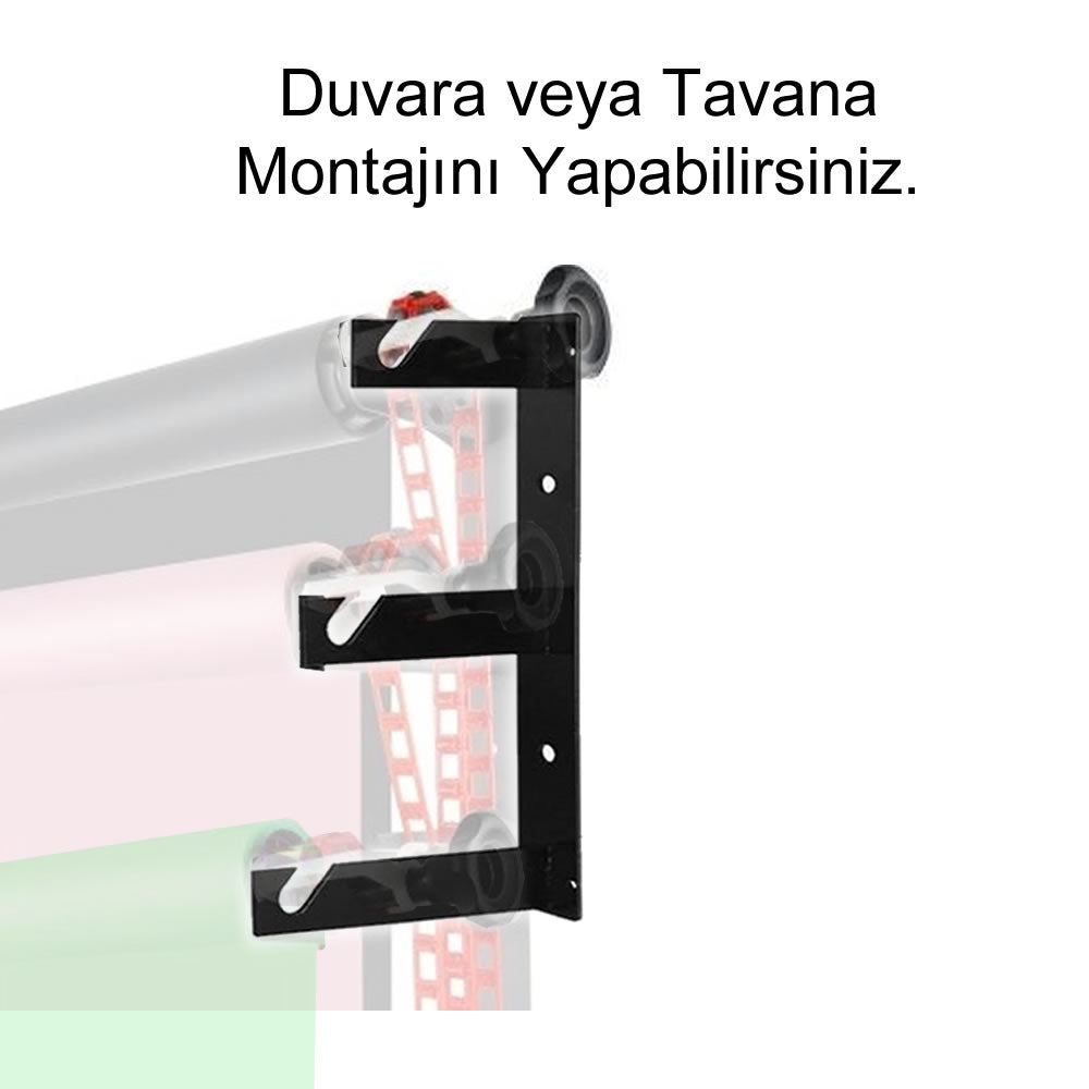 GDX Tavan ve Duvar Montajlı 3’lü Fon Askı Aparatı Sabit Stüdyo Fon Taşıma Sistemi