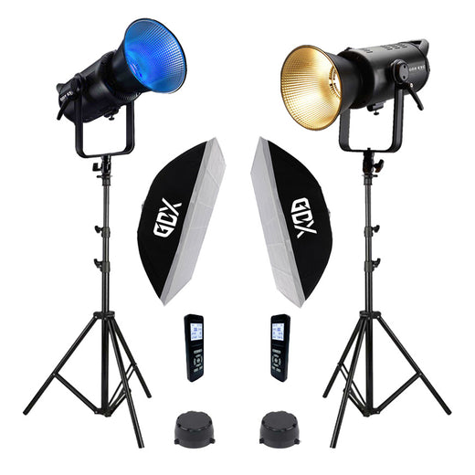 GDX EXC-180RGB-II RGB LED Video Işığı 2’li Set 360W Toplam Güç 2x 60x90 Softbox 260cm Kalın Işık Ayağı