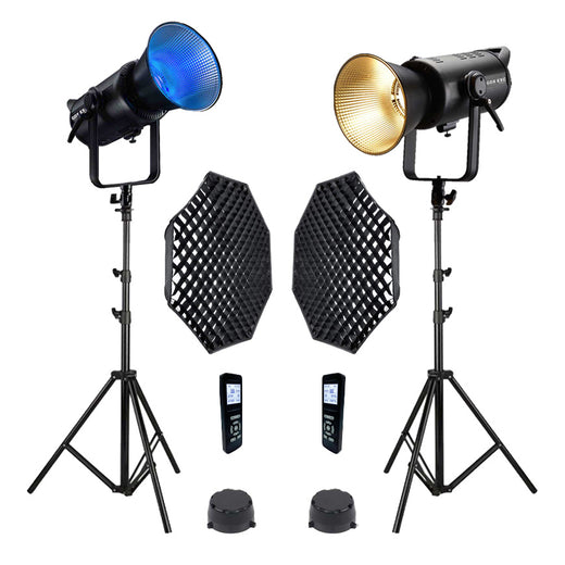 GDX EXC-180RGB-II RGB LED Video 2'li Işık Seti 360W Toplam Güç 2x 60x90 Softbox 260 cm Kalın Işık Ayağı