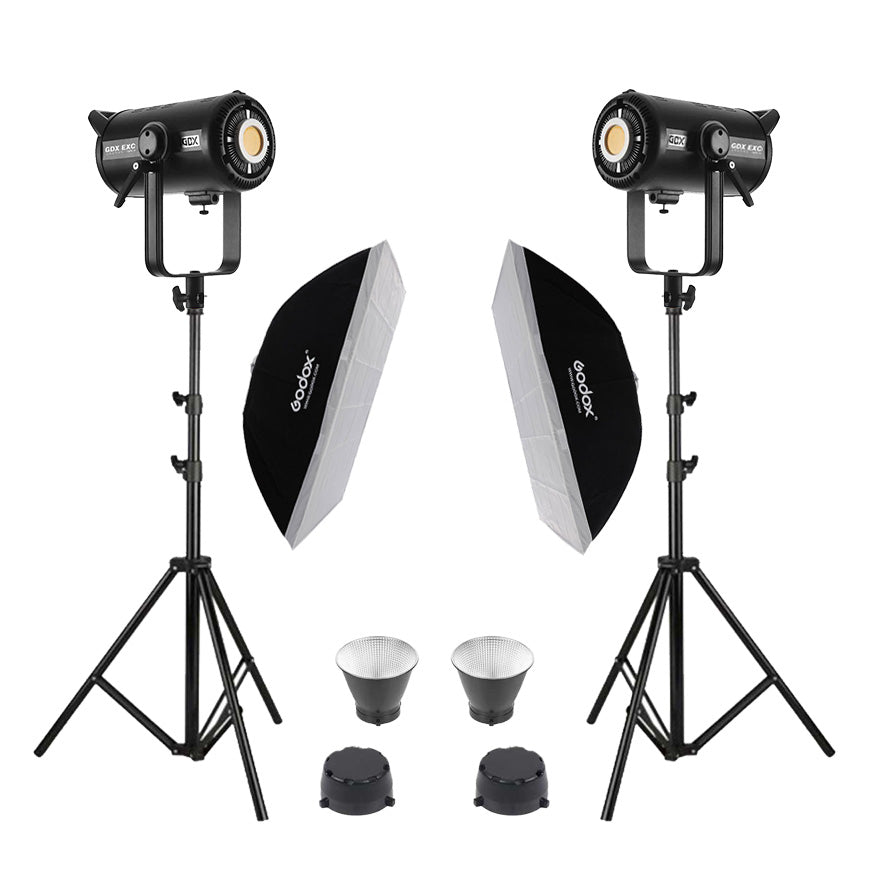 GDX EXC-220C-II Bi-Color LED Video Işığı 2’li Set 460W 2x 60x90 Softbox 260cm Ayak Tam Set