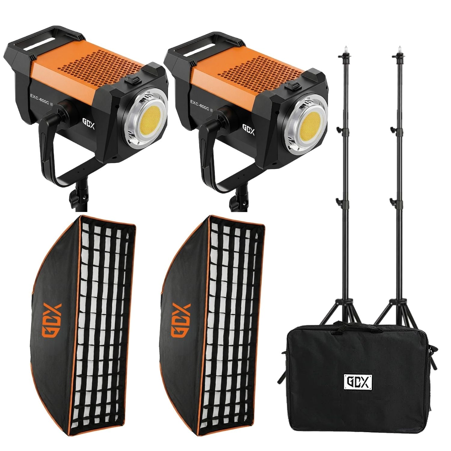 GDX EXC-600C II 1300W Bi-Color İkili COB LED Fotoğraf ve Video Işığı Seti 60x90 Softbox ve 260cm Ayaklı Tam Set