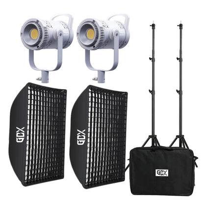 GDX HD-300III C 600W LED 2'li Set 32.000 Lümen Bi-Color Bowens Mount Gridli Softbox Video Fotoğraf Işık Seti