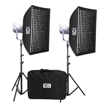 GDX HD-300III C 600W LED 2'li Set 32.000 Lümen Bi-Color Bowens Mount Gridli Softbox Video Fotoğraf Işık Seti
