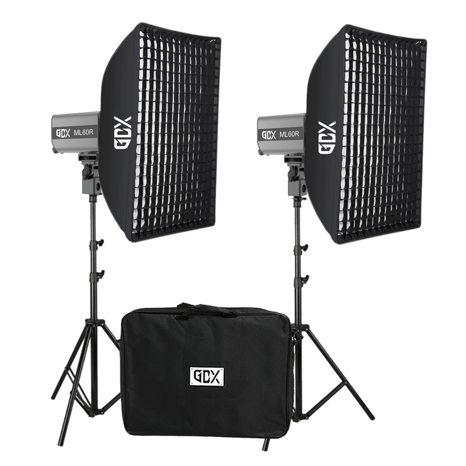 GDX ML60RGB 60W RGB Bataryalı Led İkili Set 60x90 Gridli Softbox 2.6m Işık Ayaklı