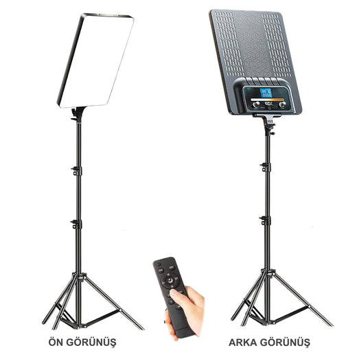 GDX P300TS 80W BiColor LED Panel Video Tekli Işık Seti 200cm Işık Ayaklı Uzaktan Kumandalı