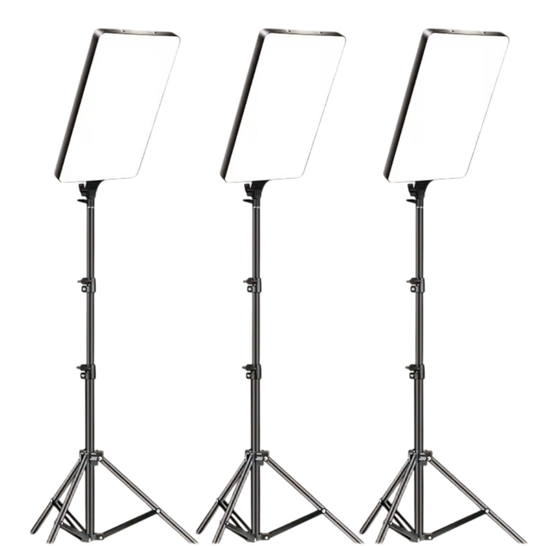 GDX P300TS 80W BiColor 3'lü LED Panel Işık Seti YouTube Röportaj ve Stüdyo Video Işığı