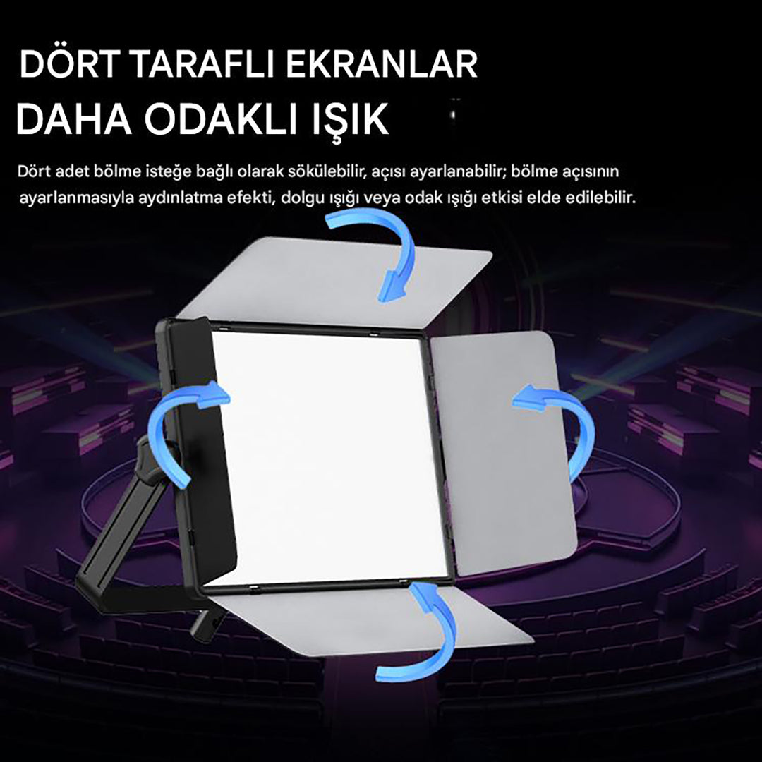 GDX P-750C II 250W Bicolor LED Fotoğraf ve Video Işığı 2700K-6500K Profesyonel Panel Işık DMX Kontrollü Sürekli Işık