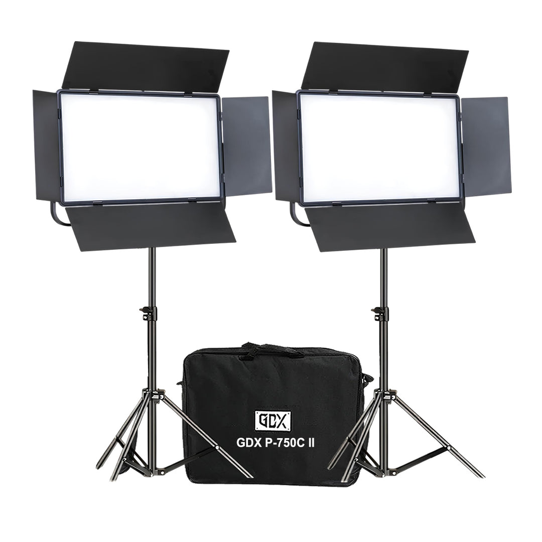 GDX P-750C II 500W Bicolor İkili LED Video Işığı Seti 2700K-6500K Ayak ve Taşıma Çantalı Tam Set