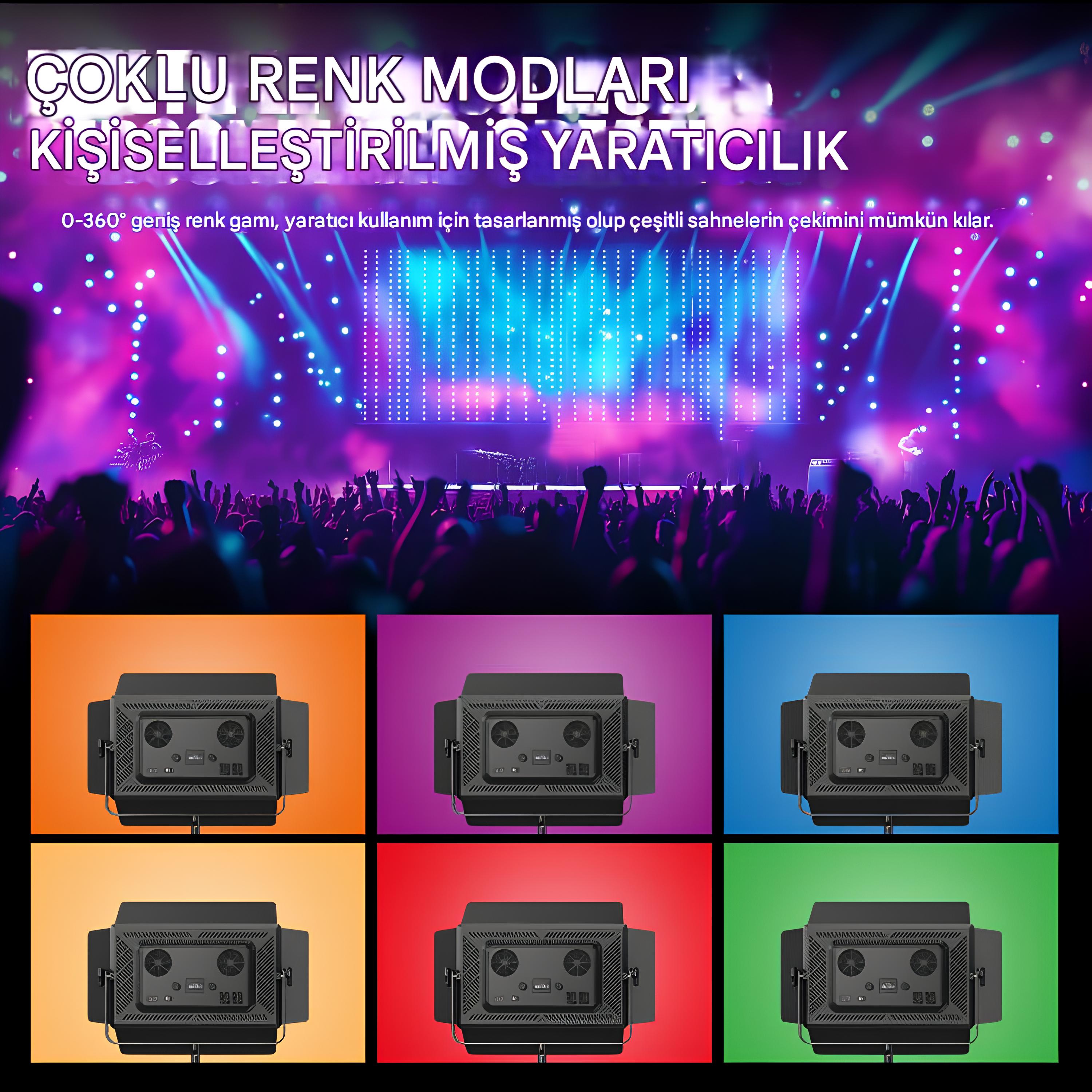 GDX P-750R II 150W RGBWY Profesyonel Panel LED Fotoğraf ve Video Işığı 2700K-6500K DMX Kontrollü Sürekli Işık