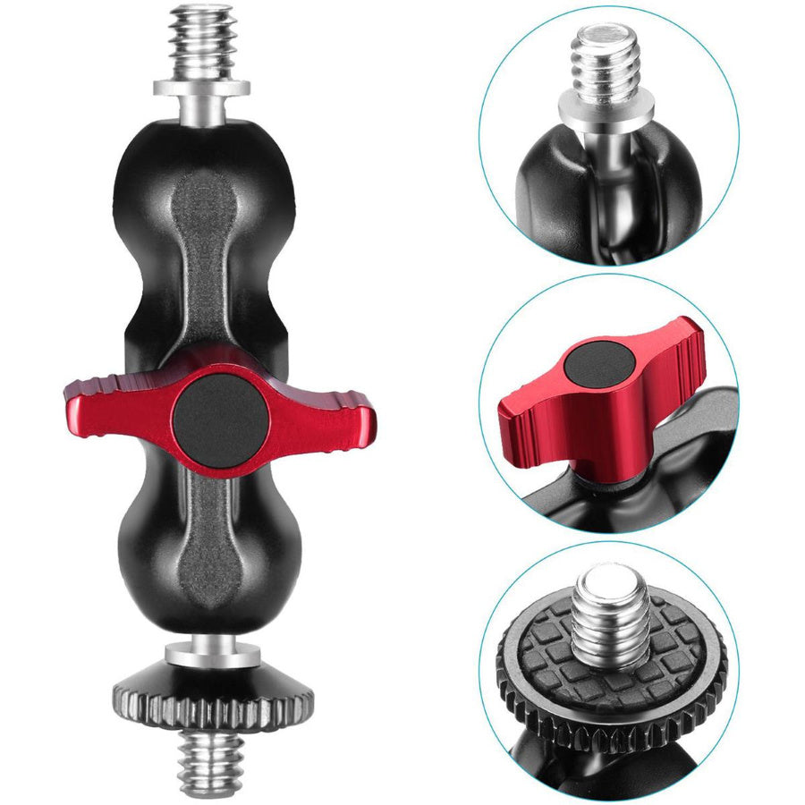 GDX PB-01 Profesyonel Çift Top Kafa Adaptör Kamera Monitör ve Işık Tutucu Aparat