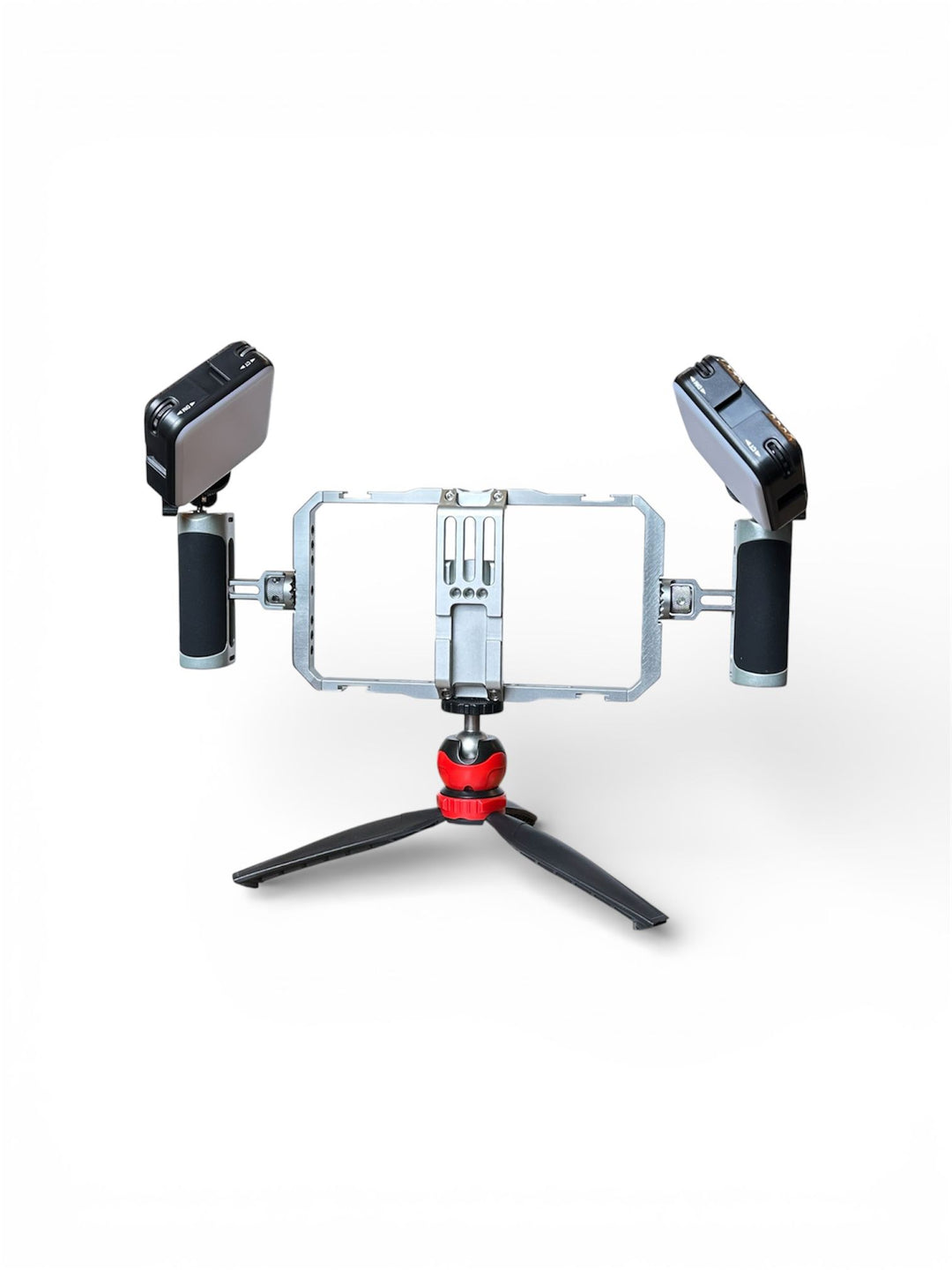 GDX PHN-08 Profesyonel Video Rig Çift Tutacaklı Metal Telefon Kafesi Vlog Ekipmanı