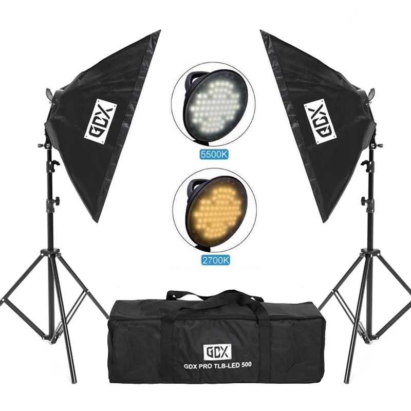 GDX PRO TLB 500 2'li Bi-Color LED Işık Seti 90W Softbox Fotoğraf Video Sürekli Işık