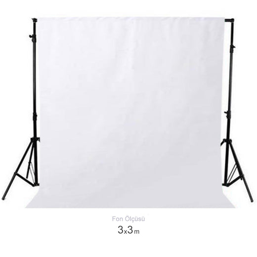 GDX Seyyar 3x3m Beyaz Fon Perde Sistemi Standlı E-Ticaret Ürün Çekim Portre Fotoğraf Stüdyo Seti