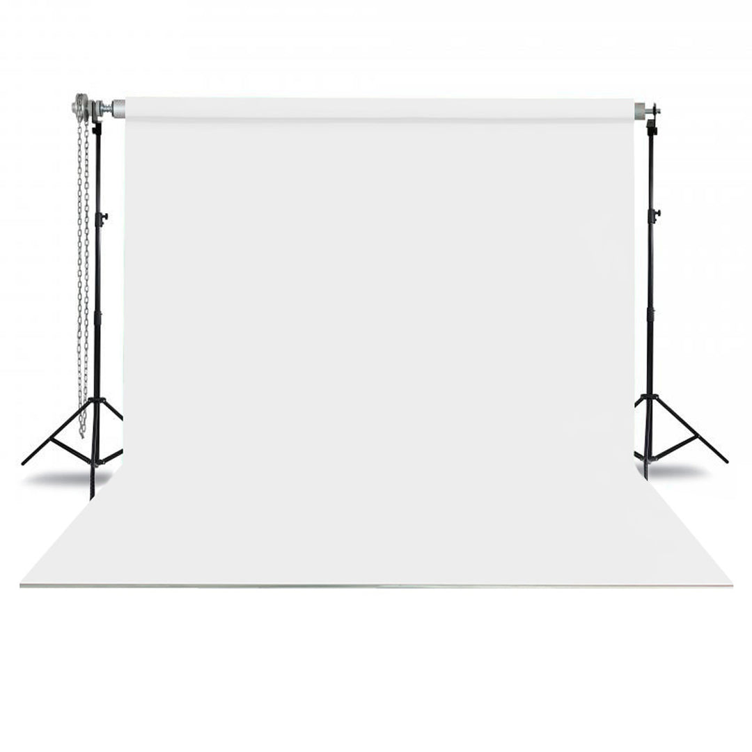 GDX Seyyar Beyaz Kumaş Fon Seti 2.70x5.80m Standlı Zincir Mekanizmalı Stüdyo Fon Sistemi