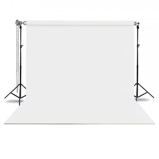 GDX Seyyar Beyaz Kumaş Fon Seti 2.70x5.80m Standlı Zincir Mekanizmalı Stüdyo Fon Sistemi