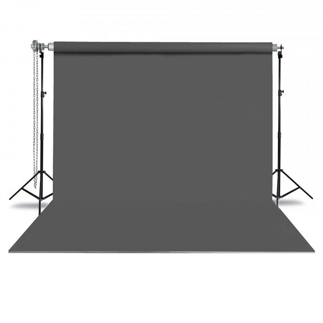 GDX Seyyar Gri Kumaş Fon Seti 2.70x5.80m Standlı Zincir Mekanizmalı Stüdyo Fon Sistemi