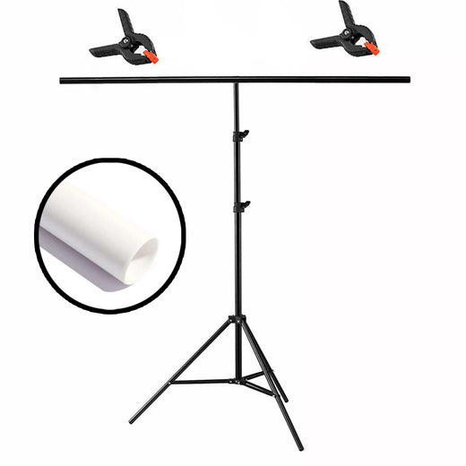 GDX Seyyar 120x200cm Beyaz PVC Fon Perde Seti T-Profil Standlı Mat Beyaz Ürün Çekim Fon Seti