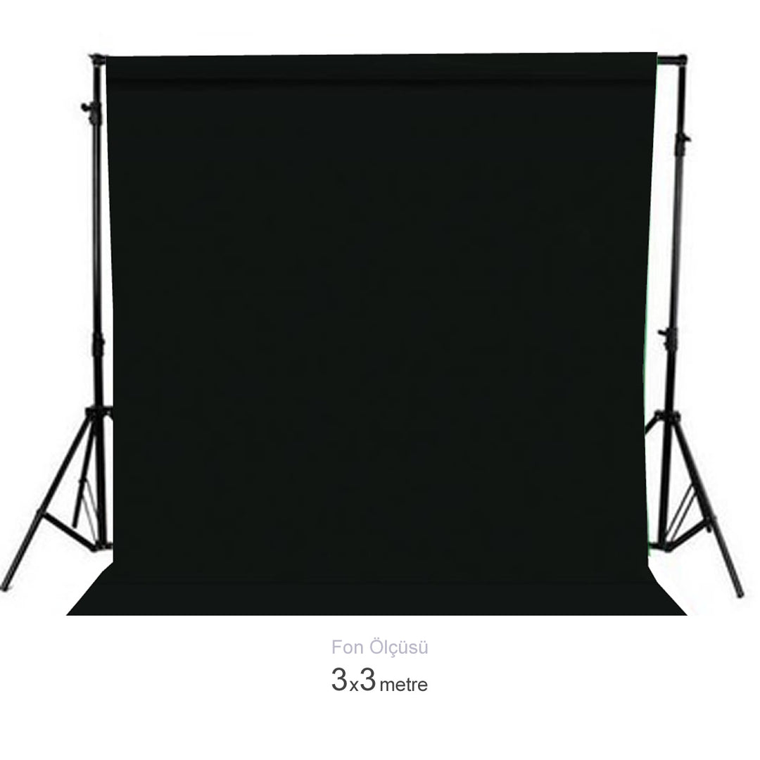 GDX Seyyar 3x3 Metre Seyyar Siyah Fon Sistemi Standlı YouTube ve Portre Çekim Arka Plan Seti