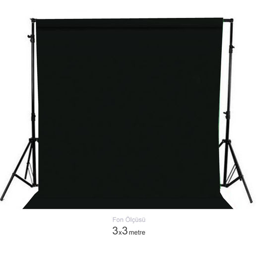 GDX Seyyar 3x3 Metre Seyyar Siyah Fon Sistemi Standlı YouTube ve Portre Çekim Arka Plan Seti