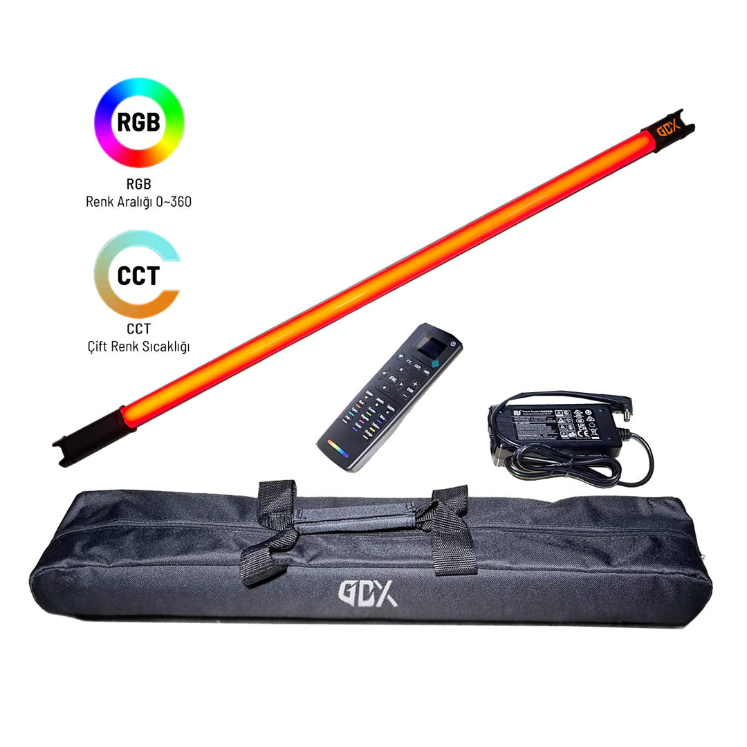 GDX TB-100 RGB 1 Metre LED Tüp Işık 45W 49 Efektli YouTube ve Canlı Yayın Stüdyo Işığı