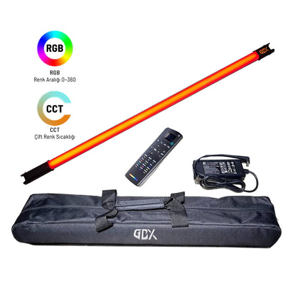 Gdx TB-100 RGB 45W Youtube Canlı Yayın Arka Plan Renkli Dolgu Işığı Led Tüp Işık (Uzunluk: 100 cm)