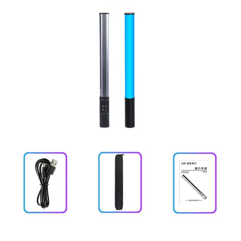 GDX TB-40 RGB 40 cm LED Tüp Işık 9W Alüminyum Gövde 21 Efektli Taşınabilir Dolgu Işığı
