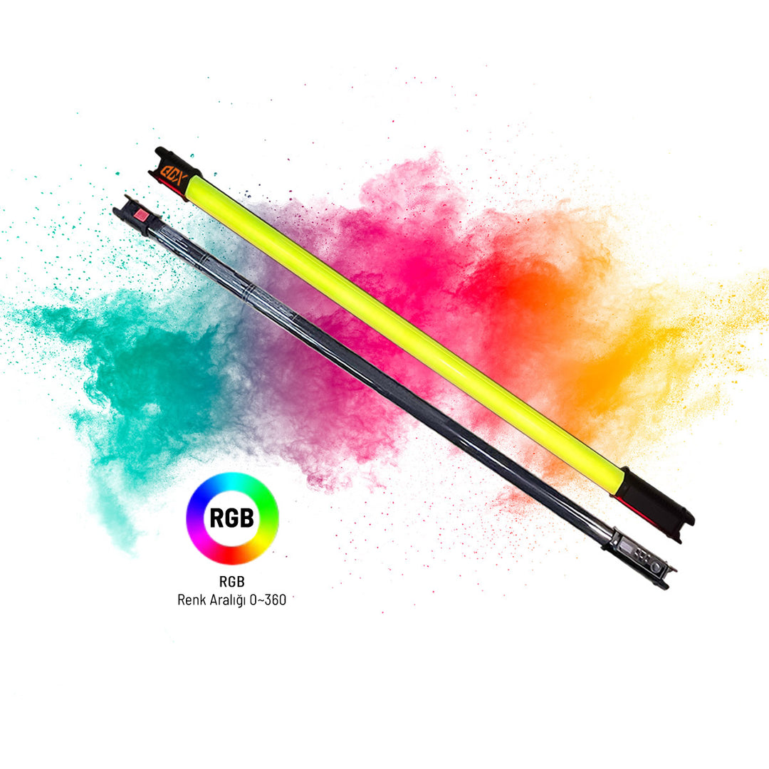 GDX TB 80 RGB 45W LED Tüp Işık YouTube ve Canlı Yayın için Renkli Arka Plan Aydınlatma 80 cm