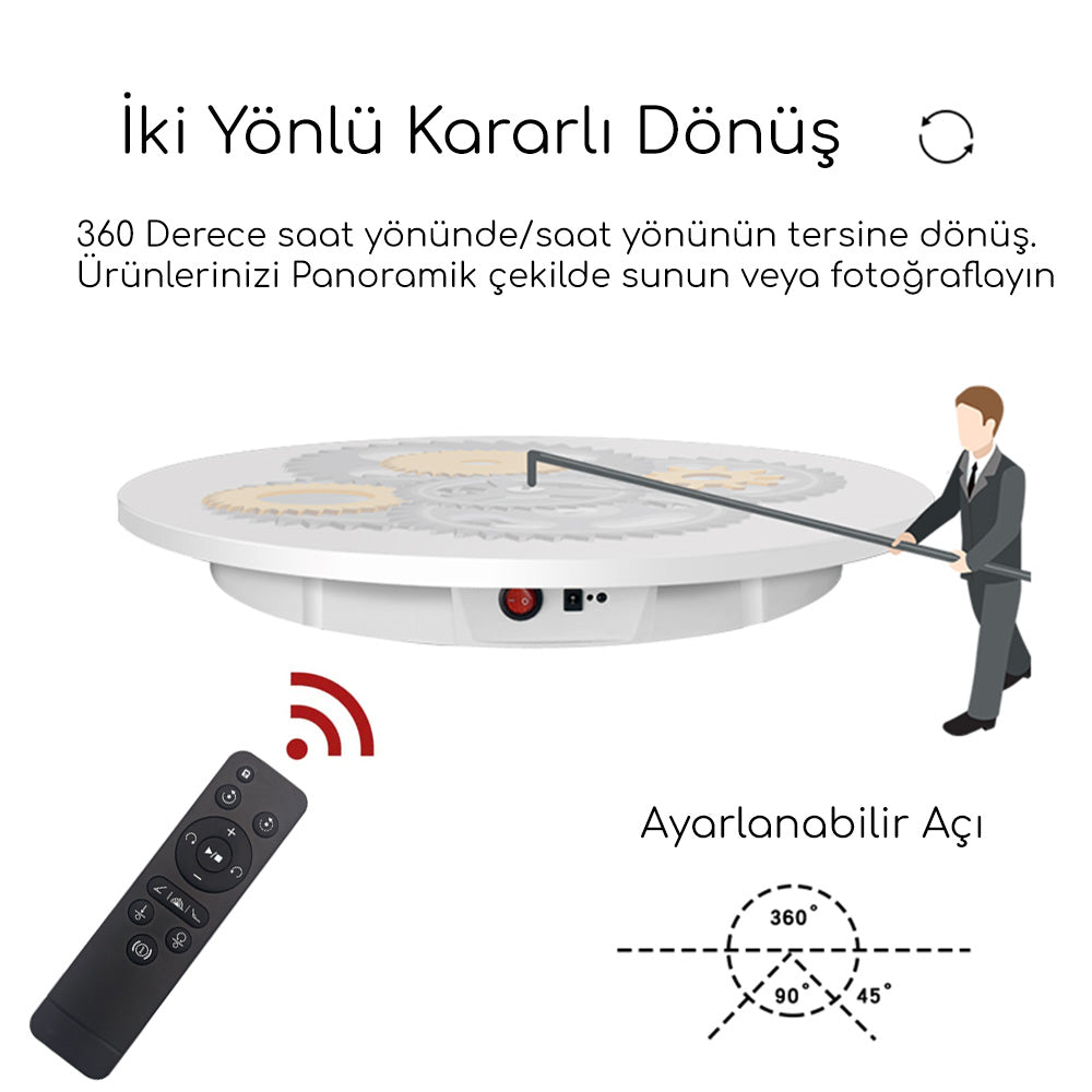 GDX TUTA Çap 60 cm Döner Tabla 100 kg Kapasiteli 360 Derece Uzaktan Kumandalı Ürün Çekim Platformu
