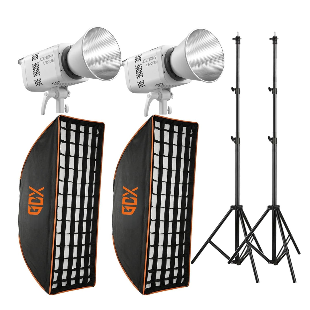 Godox LE200Bi 2’li Işık Seti – 220W Bicolor Video LED Aydınlatma Kiti (Softbox + 260cm Tripod)