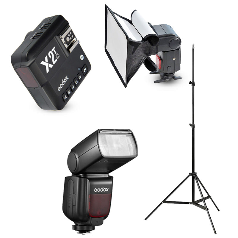 Godox TT685II-C Canon Flaş Full Set (Tepe Flaş + X2T-C Tetikleyici + Işık Ayağı + 20x30 Softbox)