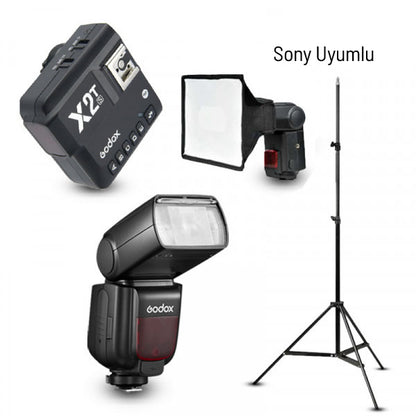 Godox TT685II-S Sony Flaş Full Set (Tepe Flaş + Tetikleyici + Tripod + Softbox)