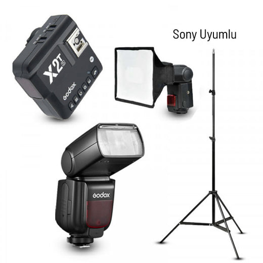 Godox TT685II-S Sony Flaş Full Set (Tepe Flaş + Tetikleyici + Tripod + Softbox)