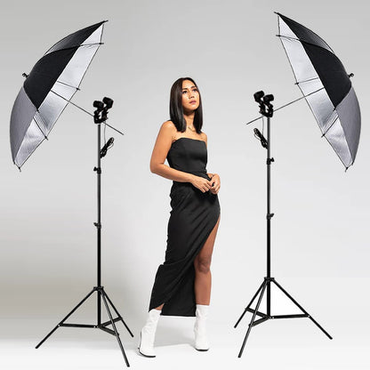 Godox UB-002 40 Zoll 101 cm Silber Regenschirm Doppelhalter Set Bundle