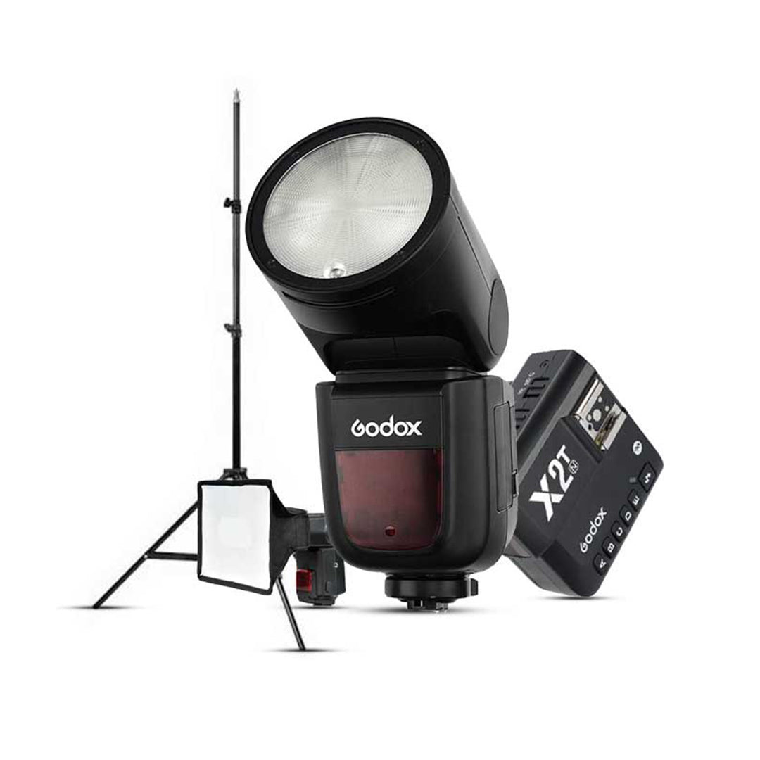 Godox V1 Nikon Flaş Full Set (Flaş, Tetikleyici, Softbox, Tripod)