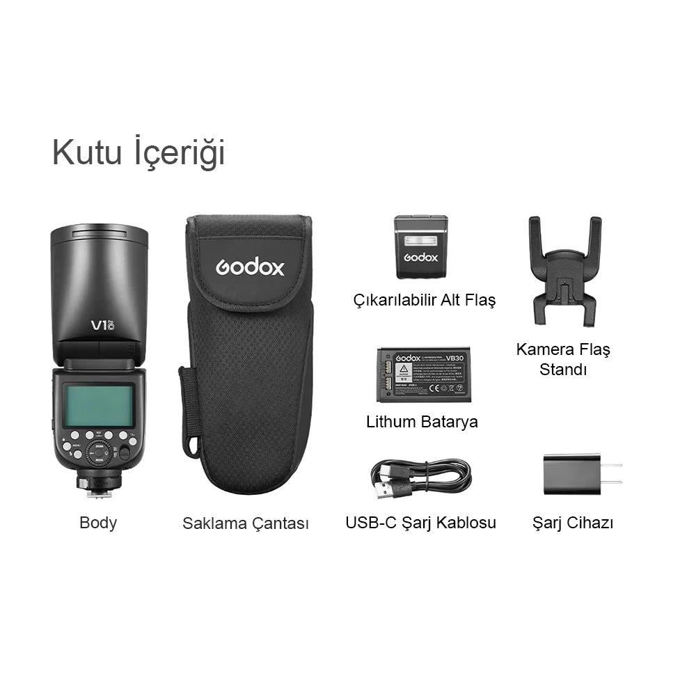 Godox V1 Pro Sony Uyumlu Yuvarlak Kafa Tepe Flaşı
