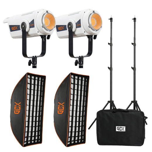 GDX LM-300C II 600W Bi-Color İkili COB LED Fotoğraf ve Video Işık Seti 2700K-6500K Softbox Ayaklı Çantalı Full Set
