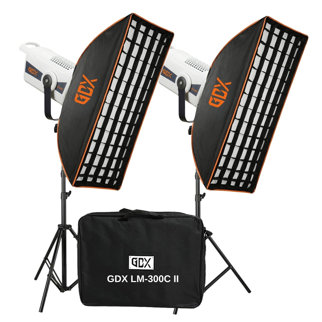 GDX LM-300C II 600W Bi-Color İkili COB LED Fotoğraf ve Video Işık Seti 2700K-6500K Softbox Ayaklı Çantalı Full Set