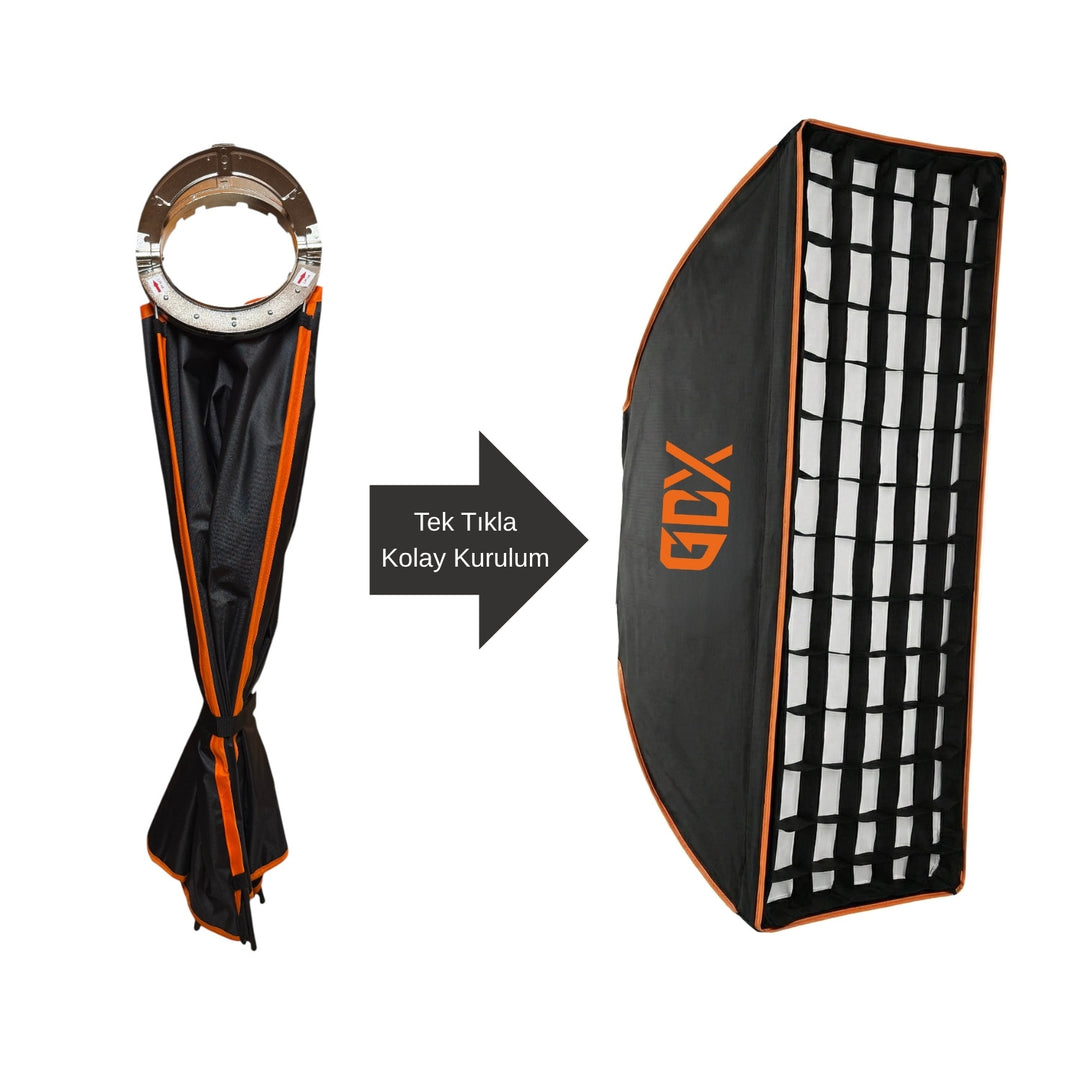 GDX LM-300C II 600W Bi-Color İkili COB LED Fotoğraf ve Video Işık Seti 2700K-6500K Softbox Ayaklı Çantalı Full Set